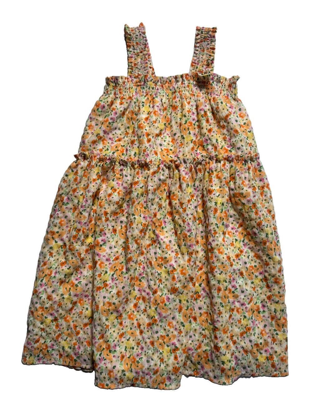 Old Navy Girls 5T Floral Smocked Tiered Dress Sleeveless Spring Summer